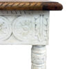 24" Ivory And Brown Distressed Solid Wood Square End Table