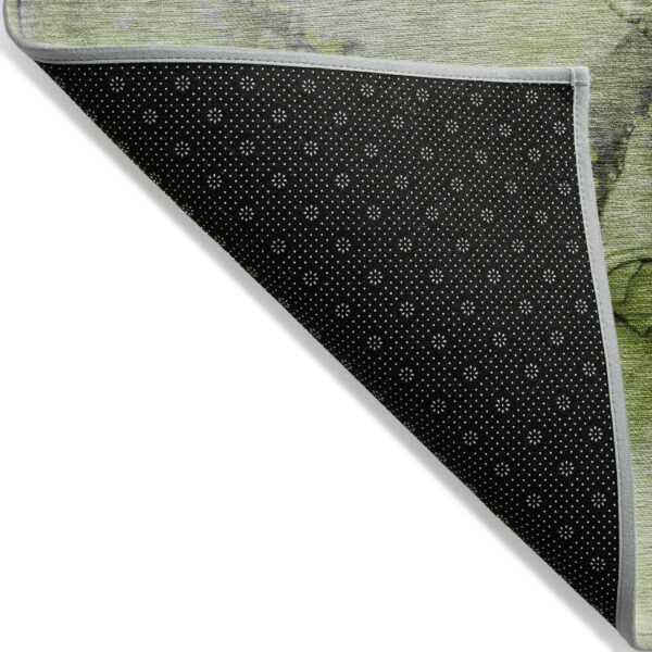 8' Runner Green Abstract Washable Non Skid Indoor Outdoor Runner Rug