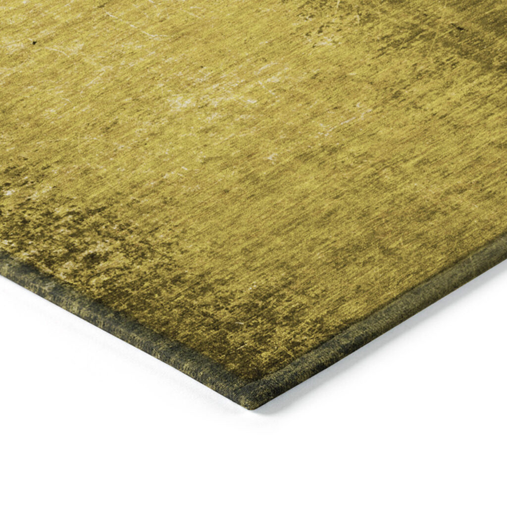 8' Round Gold Round Abstract Washable Non Skid Indoor Outdoor Area Rug