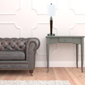 29" Nickel Metal Two Light Usb Table Lamp With White Empire Shade