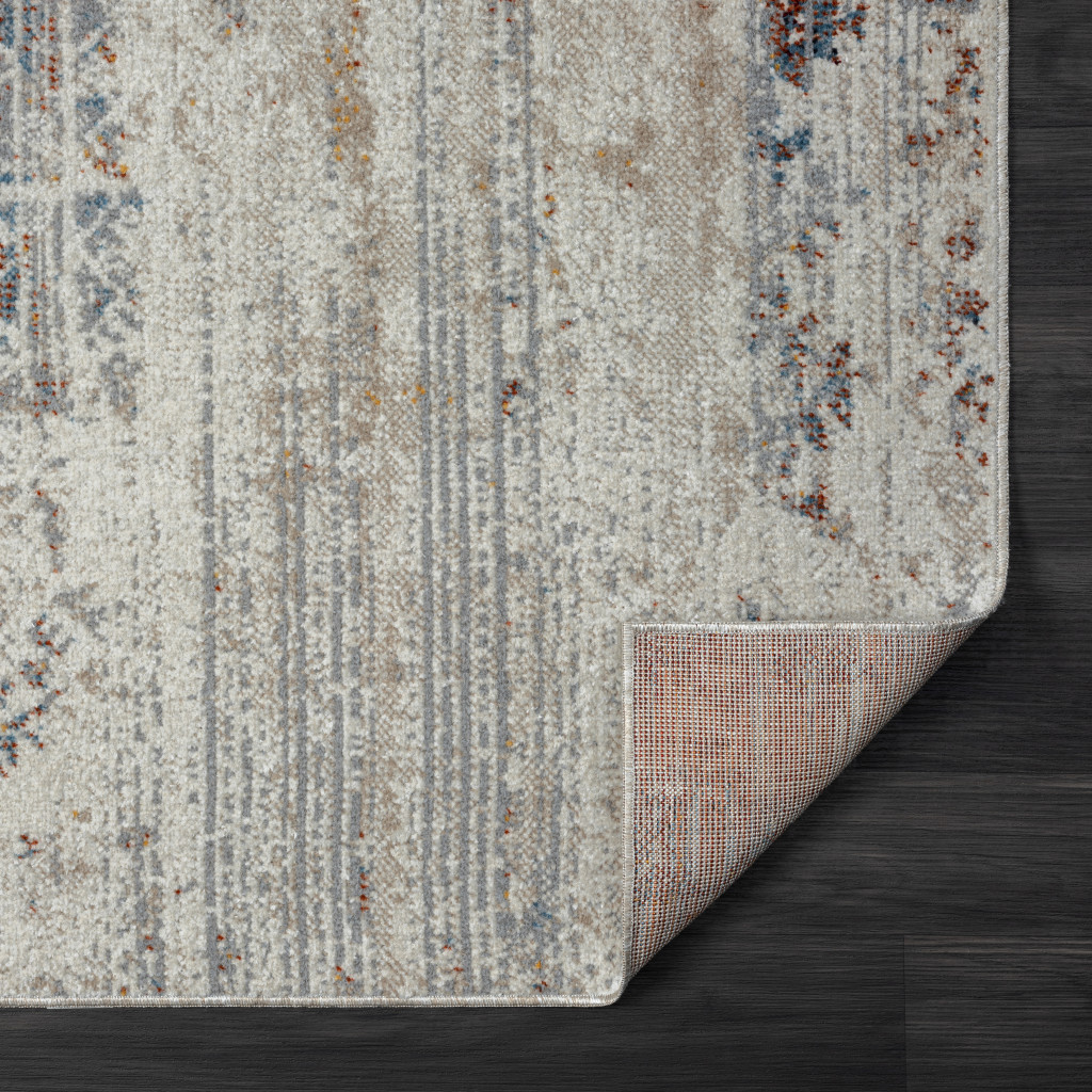8' X 10' Ivory Tribal Distressed Washable Area Rug