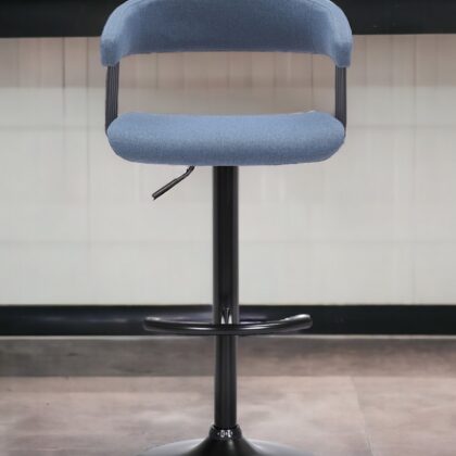 Blue and Black Fabric with Metal Swivel Adjustable Height Bar Chair