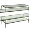 60" Clear and Gold Glass Floor Shelf Console Table With Storage