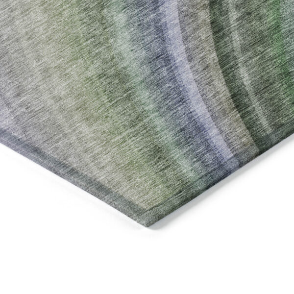 3' X 5' Teal Blue Artichoke Green And Green Abstract Washable Indoor Outdoor Area Rug