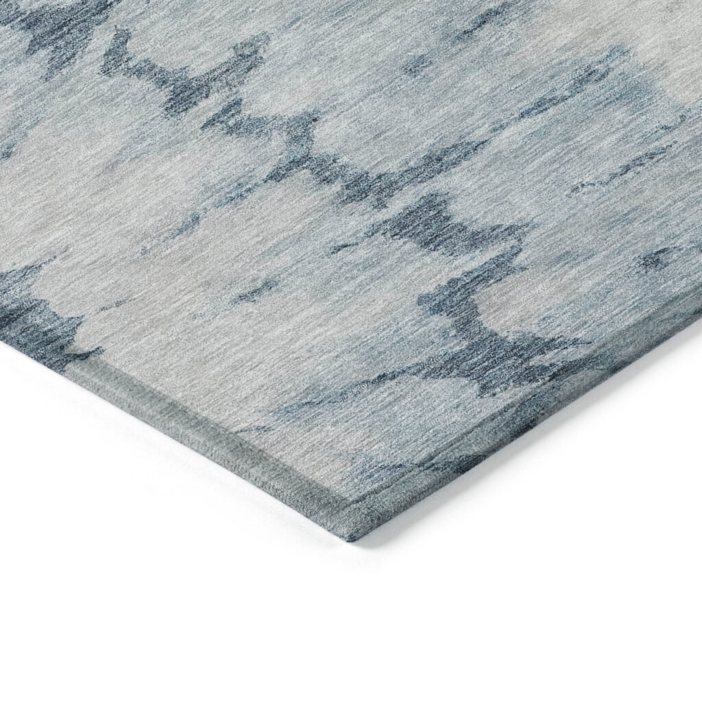 3' X 5' Denim Blue And Sky Blue Abstract Washable Indoor Outdoor Area Rug