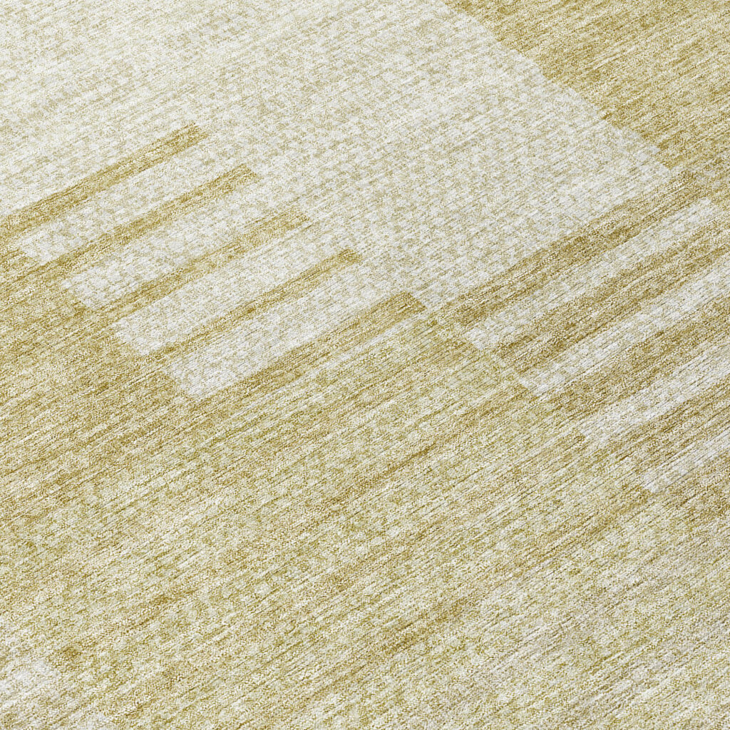 8' Beige And Ivory Round Striped Washable Indoor Outdoor Area Rug