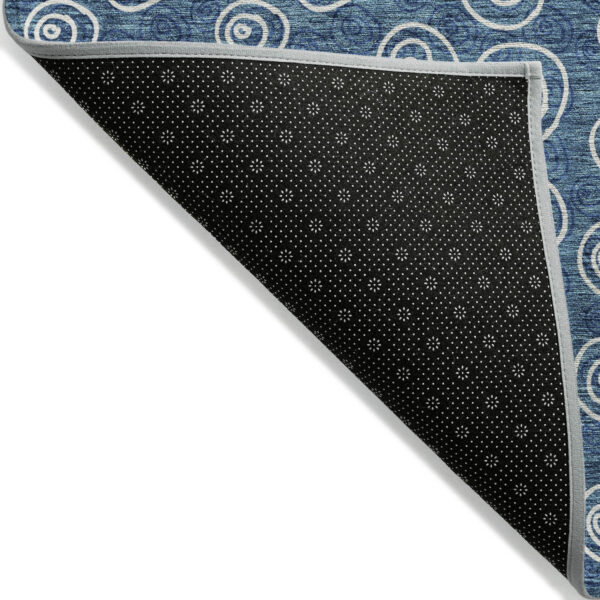 3' X 5' Navy Blue And Ivory Geometric Washable Indoor Outdoor Area Rug