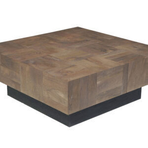 40" Dark Brown And Black Solid Wood Square Coffee Table