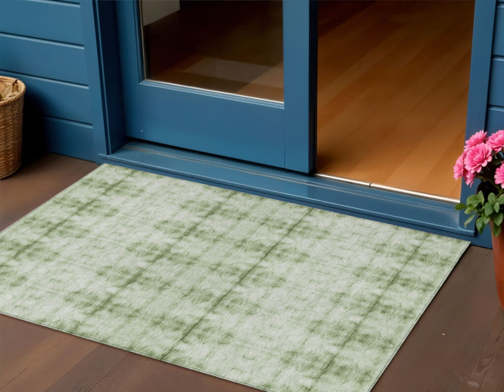 3' X 5' Sage And Green Geometric Washable Indoor Outdoor Area Rug