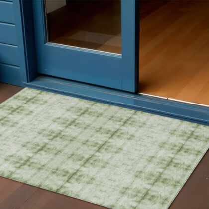 3' X 5' Sage And Green Geometric Washable Indoor Outdoor Area Rug
