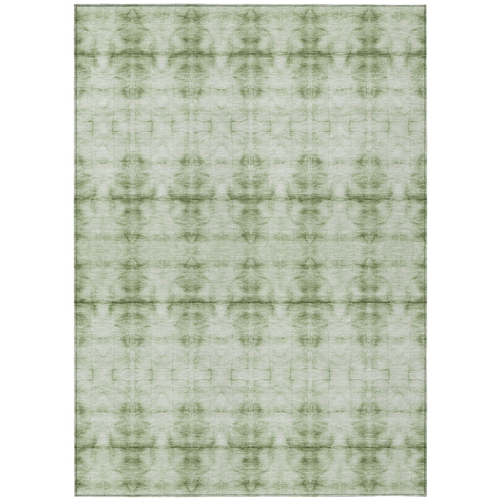 9' X 12' Sage And Green Geometric Washable Indoor Outdoor Area Rug