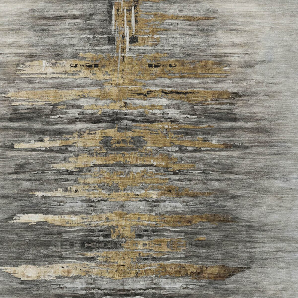 9' X 12' Gray Charcoal And Silver Abstract Washable Indoor Outdoor Area Rug