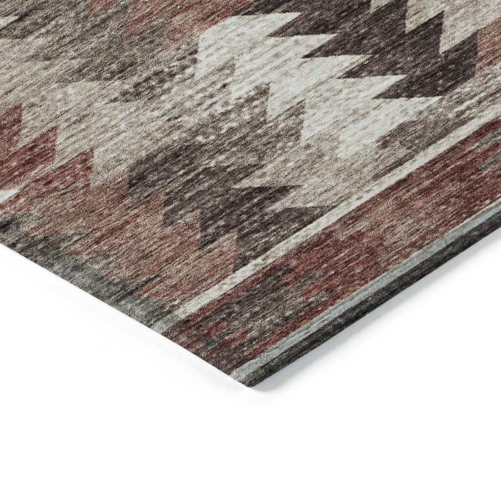9' X 12' Brown And Ivory Southwestern Washable Indoor Outdoor Area Rug