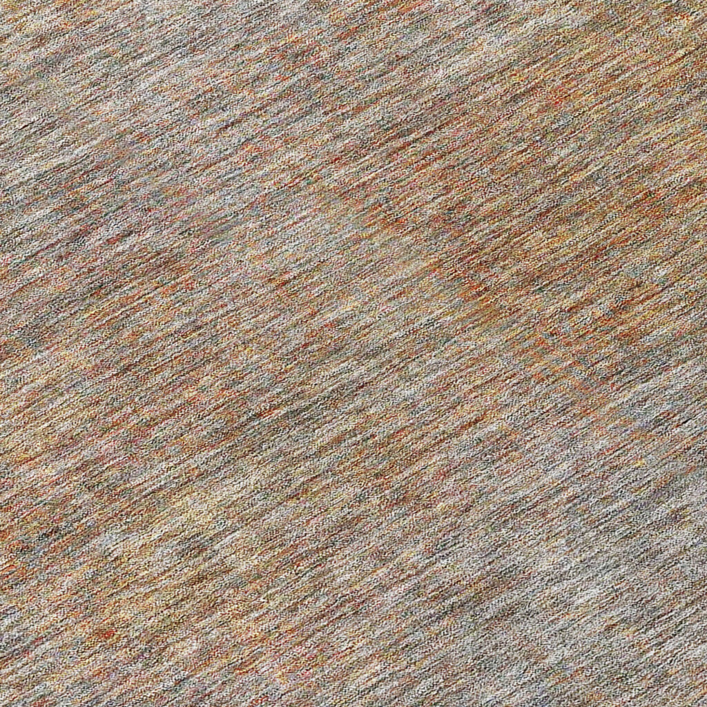 8' Gray Charcoal And Orange Round Abstract Washable Indoor Outdoor Area Rug