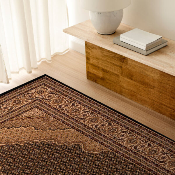 7’ x 9’ Black and Beige Medallion Area Rug