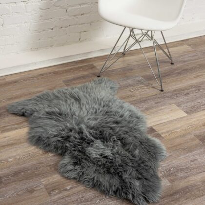 2' X 3' Warm Gray New Zealand Natural Sheepskin Rug