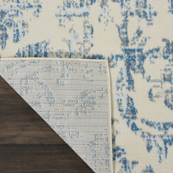 8' x 10' Cream Damask Power Loom Non Skid Area Rug