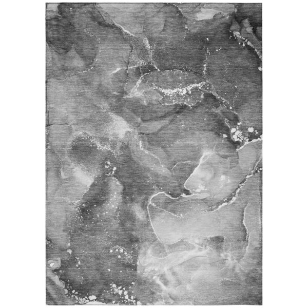 9' X 12' Gray Abstract Washable Non Skid Indoor Outdoor Area Rug