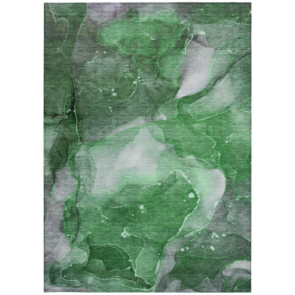 8' X 10' Emerald Abstract Washable Non Skid Indoor Outdoor Area Rug