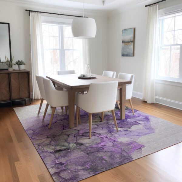 8' X 10' Purple Abstract Washable Non Skid Indoor Outdoor Area Rug