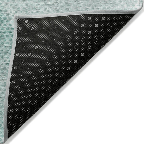 2' X 3' Teal Geometric Washable Non Skid Indoor Outdoor Area Rug