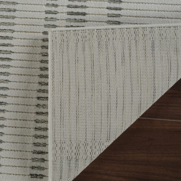 6' X 9' Cream and Beige Striped Distressed Indoor Outdoor Area Rug
