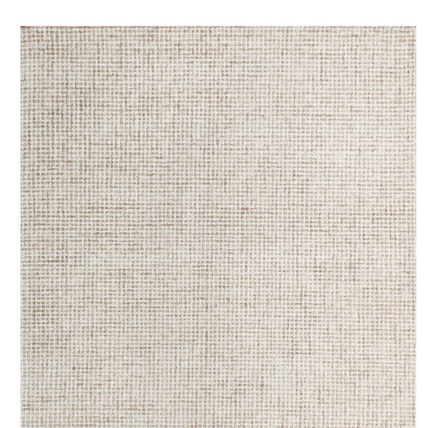 8' Runner Beige and Ivory Wool Checkered Hand Tufted Runner Rug