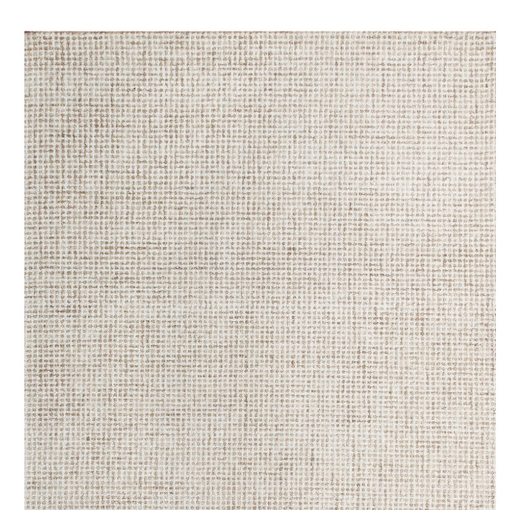 8' Runner Beige and Ivory Wool Checkered Hand Tufted Runner Rug