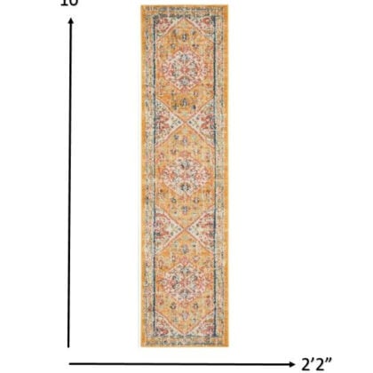 10' Yellow And Ivory Dhurrie Runner Rug