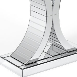 39" Silver Mirrored Glass Pedestal Console Table