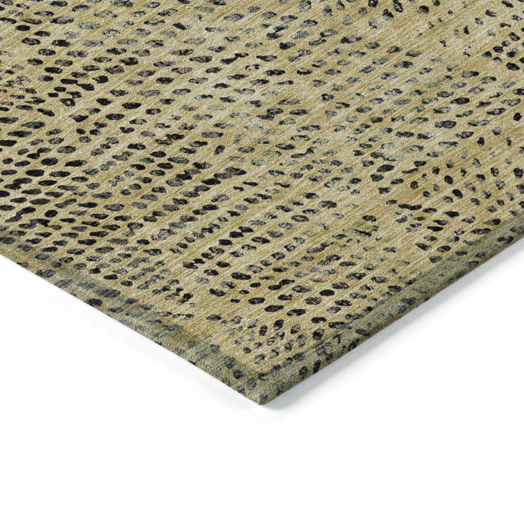 3' X 5' Gold Black And Charcoal Geometric Washable Indoor Outdoor Area Rug