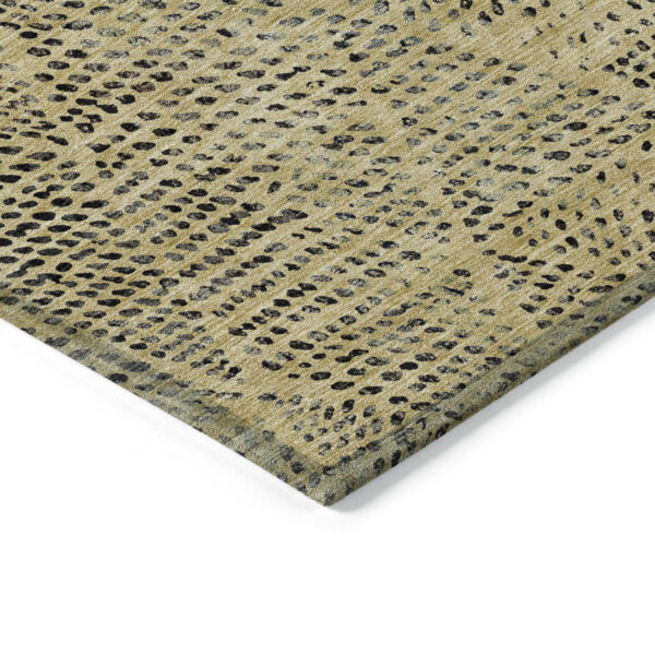3' X 5' Gold Black And Charcoal Geometric Washable Indoor Outdoor Area Rug