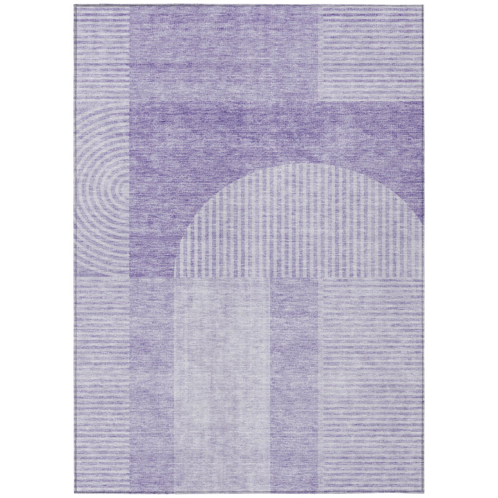 10' X 14' Lavender And Purple Geometric Washable Indoor Outdoor Area Rug