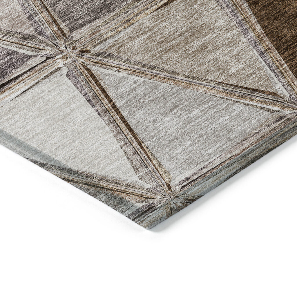 8' X 10' Brown Beige And Khaki Geometric Washable Indoor Outdoor Area Rug
