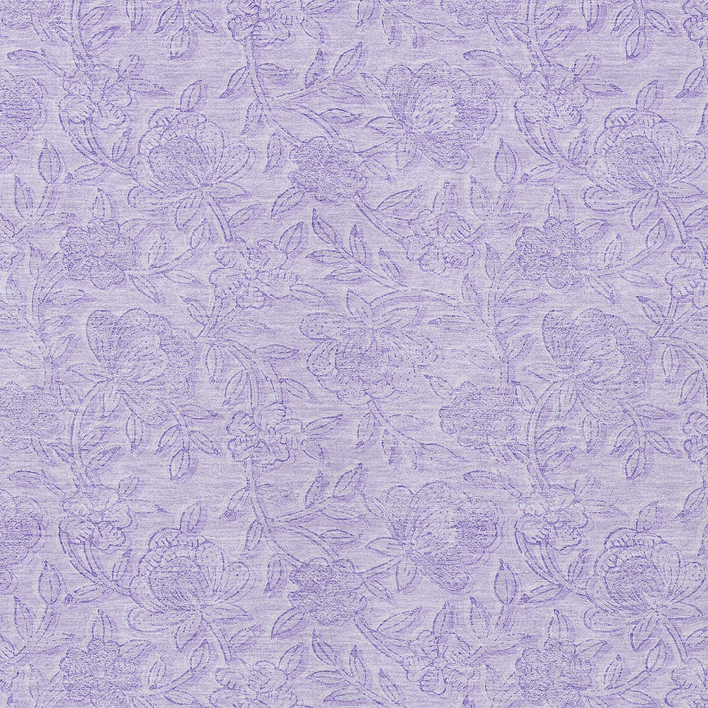 8' X 10' Lilac And Purple Floral Washable Indoor Outdoor Area Rug