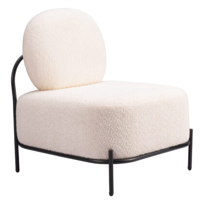 27" White And Black Sherpa And Upholstered Side Chair