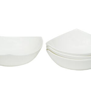 White Six Piece Triangle Bone China Service For Six Bowl Set