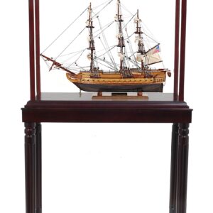 50" Wood Brown 1797 USS Constitution Hand Painted Boat with Case