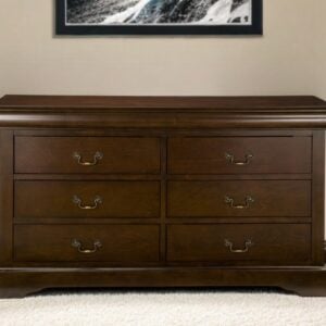60" Brown Solid Wood Six Drawer Double Dresser