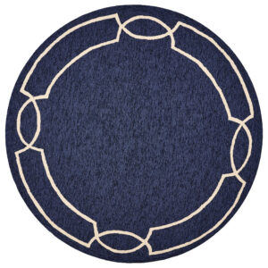 7' Round Blue Round Indoor Outdoor Area Rug