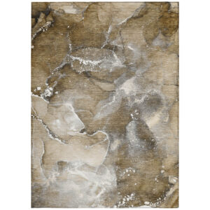 5' X 8' Brown and Gray Abstract Washable Non Skid Indoor Outdoor Area Rug