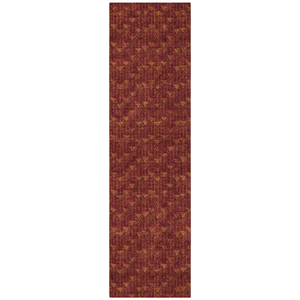 8' Runner Burgundy Geometric Washable Non Skid Indoor Outdoor Runner Rug