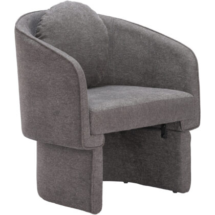 28" Gray Upholstered Club Chair And Toss Pillow