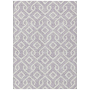 10' X 14' Lavender And Ivory Geometric Washable Indoor Outdoor Area Rug