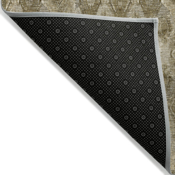 9' X 12' Brown Beige And Tan Geometric Washable Indoor Outdoor Area Rug