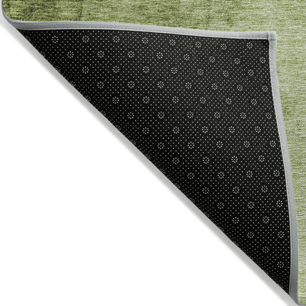 9' X 12' Olive Green And Artichoke Green Ombre Washable Indoor Outdoor Area Rug