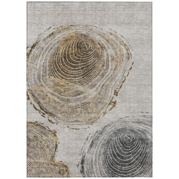 9' X 12' Taupe Gray And Brown Abstract Washable Indoor Outdoor Area Rug