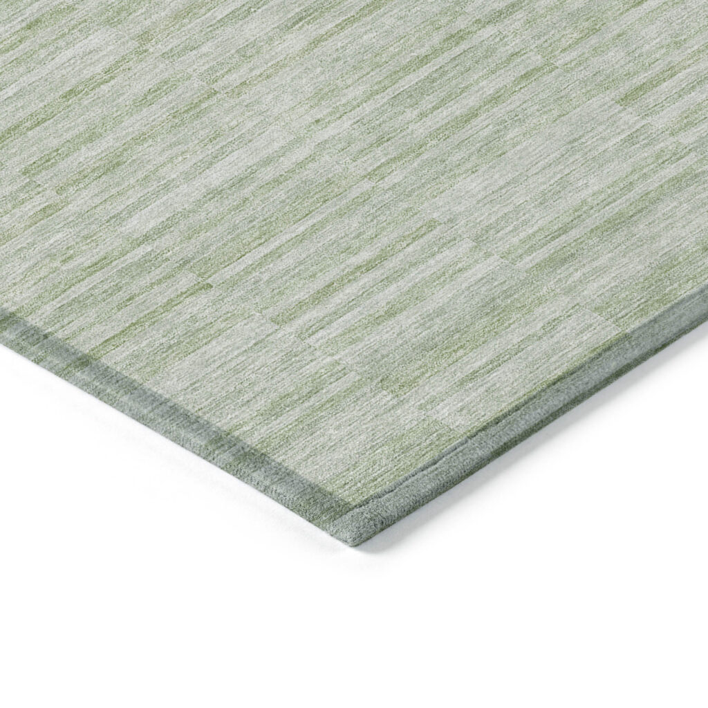 3' X 5' Sage And Green Striped Washable Indoor Outdoor Area Rug