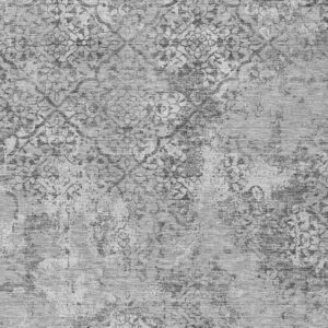 5' X 8' Gray Charcoal And Silver Floral Washable Indoor Outdoor Area Rug