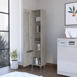 71" Gray Wood Pantry Or Storage Closet